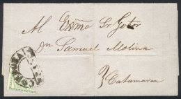 Entire Letter Sent To Catamarca On 2/JUL/1857, Franked With 10c. Diagonal BISECT (GJ.2BID) With A Spectacular... - Oblitérés