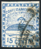 GJ.3, 15c. Blue, Used In Rosario, Very Rare (in Used), Signed By Alberto Solari On Back, Catalog Value US$250 - Oblitérés