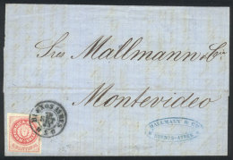 GJ.12, 5c. Semi-worn Plate, Fantastic Rose Example Franking A Front Of Folded Cover Sent From Buenos Aires To... - Covers & Documents