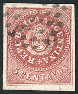 GJ.15A, 5c. Narrow C In Notable PURPLE Color (very Rare), With A Light Thin On Back But Wide Margins And An... - Gebruikt