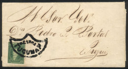 GJ.23, 10c. Worn Impression, Franking A Folded Cover To Jujuy, With A Spectacular Fan Cancel Of TUCUMÁN,... - Briefe U. Dokumente