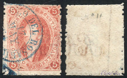 GJ.19, 1st Printing Perforated, Sheet Corner (position 90), Fantastic Example Used In Rosario On 17/MAY/1864 (very... - Oblitérés