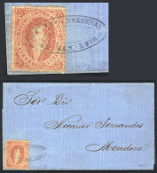 GJ.20d, 3rd Printing, Orange, Dirty Plate Variety, Absolutely Superb Example On A Folded Cover Sent To Mendoza,... - Brieven En Documenten