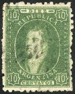 GJ.23, 10c. Worn Impression, Yellow-green, Dotted Cancel Of Buenos Aires, Excellent! - Gebruikt