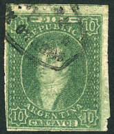 GJ.23, 10c. Worn Impresion, With "dirty Impression" Variety (inked Paper), Used In Rosario, Excellent! - Used Stamps