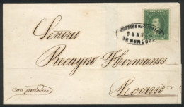 GJ.23, 10c. Worn Impression, Superb Example Franking A Folded Cover Sent To Rosario In 1865, With Ellipse Cancel Of... - Covers & Documents