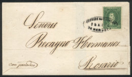 GJ.23, 10c. Worn Impression, Superb Example Franking A Folded Cover Sent To Rosario In 1865, With Ellipse Cancel Of... - Lettres & Documents