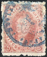 GJ.25f, THIN PAPER Variety, With Nice Blue Railway PO Cancel "Estafeta Ambulante Del F.C.O.", Excellent! - Used Stamps