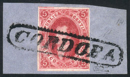 GJ.32, 7th Printing Imperf, Fantastic Example In Incredible Carminish Rose Color And Very Neat Impression, Wide... - Used Stamps