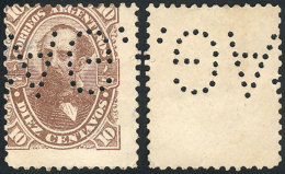 GJ.87, 1888 10c. Avellaneda, With Bulk Mail PUNCHED Cancel, Extremely Rare, Very Fine Quality! - Other & Unclassified