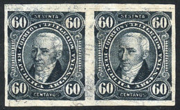 GJ.114P, 1889 60c. Posadas, Used IMPERFORATE PAIR, Extremely Rare, Excellent Quality! - Autres & Non Classés