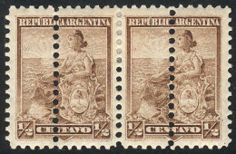 GJ.217, 1899 ½c. Liberty, Pair With DOUBLE VERTICAL PERFORATION, VF, Rare! - Andere & Zonder Classificatie