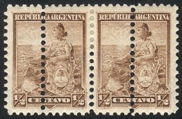 GJ.217, 1899 ½c. Liberty, Pair With DOUBLE VERTICAL PERFORATION, VF, Rare! - Autres & Non Classés