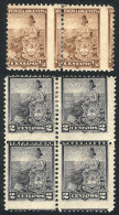GJ.217 Pair + GJ.219 Block Of 4, With SHIFTED PERFORATIONS (the Pair With Perf Reinforced With Hinge), VF! - Other & Unclassified