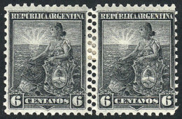 GJ.223, 1899 6c. Liberty, Pair With DOUBLE VERTICAL PERFORATION In The Center, Rare! - Other & Unclassified
