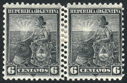 GJ.223, 1899 6c. Liberty, Pair With DOUBLE VERTICAL PERFORATION In The Center, Rare! - Autres & Non Classés