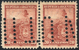 GJ.251, 1899 20c. Liberty PERFORATION 12, Pair With Bulk Mail Cancel "INUTILIZADO", VF And Rare! The Low Values Of... - Sonstige & Ohne Zuordnung