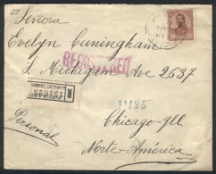 GJ.297, 24c. San Martín In Oval, Franking ALONE A Registered Cover Sent To USA On 15/AP/1913, VF Quality! - Other & Unclassified