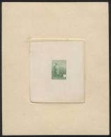 1911 Plowman (GJ.317), Die Proof Without Printed Denomination, Green Color, On Glazed Paper Glued To Card, VF... - Other & Unclassified
