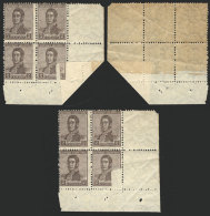 GJ.545, Corner Block Of 4 With VARIETY: Printed Partially On Back (and One Stamp Partially Unprinted On Front) Due... - Autres & Non Classés