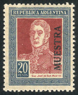 GJ.593MU, 1923 20P. San Martín With Honeycomb Wmk, MUESTRA Overprint, Excellent Quality, Rare! - Other & Unclassified