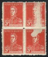 GJ.599, Block Of 4 With Notable VARIETY: Large White Spot Affecting Right Stamps, VF Quality! - Sonstige & Ohne Zuordnung