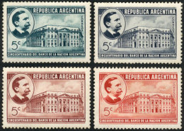 GJ.853, 1941 Banco De La Nación Argentina, 4 Perforated Trial Color PROOFS On Paper With Glazed Front, VF,... - Other & Unclassified