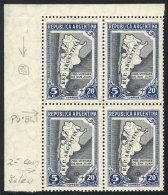 GJ.915, 1944 High Value Of The San Juan Issue, Corner Block Of 4, The Bottom Right Stamp With VARIETY: "Several... - Other & Unclassified