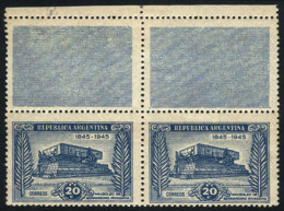 GJ.925CA, Block Of 2 Stamps + 2 Labels, The Left One With RETOUCH, Very Fine! - Other & Unclassified