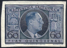 Year 1951, Juan Perón 60c. Slate Blue, Unwatermarked Paper With Gum, Imperforate, Unissued, VF Quality,... - Other & Unclassified