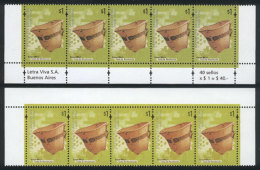 GJ.3094c, 2 Strips Of 5 (top And Lower Row Of The Sheet), DIFFERENT COLORS, MNH, Excellent Quality! - Autres & Non Classés