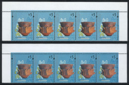 GJ.3097 + 3097a, 2 Strips Of 5, Top Row Of The Sheet, MNH, VF Quality! - Andere & Zonder Classificatie