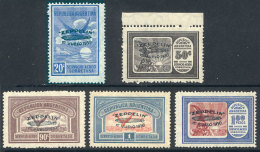 GJ.665/669, 1930 Zeppelin With Green Overprint, Complete Set Of 5 Stamps, Mint With Tiny And Almost Invisible Hinge... - Airmail