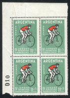 GJ.1258, 1963 Cycling, Block Of 4 With Variety: Many And Notable Paper Folds, VF! - Luchtpost