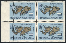 GJ.1274, 1964 Falkland Islands/Malvinas, Block Of 4 With VARIETY: The Left Vertical Perforation Very Shifted! - Poste Aérienne