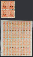 GJ.77, 1920 5c. San Martín With Multiple Suns Wmk, Perf 13½, Complete Sheet Of 100 Stamps, Very Rare!... - Dienstzegels