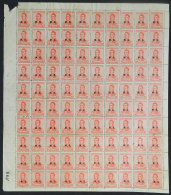 GJ.152, 1918 5c. San Martín Unwatermarked, Perf 13½x12½, Complete Sheet Of 100 Stamps... - Dienstzegels