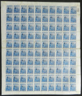 GJ.287, 1912 12c. Plowman On German Paper, Vertical Honeycomb Wmk, COMPLETE SHEET Of 100 Stamps, Mint No Gum, With... - Dienstzegels