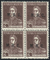 GJ.602a, Block Of 4 With Variety "WITH AND WITHOUT PERIOD": One Stamp Without Period And The Other 3 With... - Service