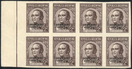 GJ.631, Imperforate Proof On Special Paper For Specimens, Marginal Block Of 8, Excellent Quality! - Officials