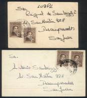 2 QSL Cards Sent From Tucumán To San Juan On 12/FE/1957, Franked Using OFFICIAL Stamps As Postage, VF And... - Dienstzegels