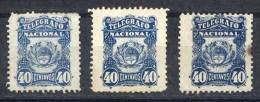 GJ.3, 1887 40c. Type A Unwatermarked, 3 Examples In Light Blue, Blue And Dark Blue (the Latter With Little Defect),... - Télégraphes