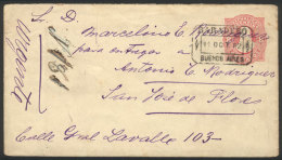 8c. Stationery Envelopse Sent To San José De Fores On 11/OC/1882, With Very Nice Rectangular Cancel Of... - Autres & Non Classés