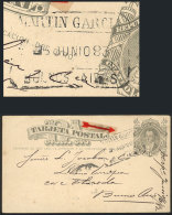 4c. Moreno Postal Card Sent From MARTIN GARCIA To Buenos Aires On 5/JUN/1883, VF, Rare Postmark! - Autres & Non Classés