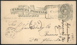 4c. Postal Card Sent To Buenos Aires On 5/NO/1885, With Rectangular Datestamp "COLONIA ESPERANZA - STA. FE", VF... - Andere & Zonder Classificatie