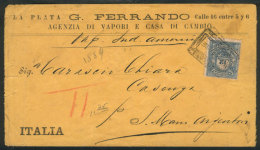 Cover With Nice Corner Card Of "Agenzia Di Vapori E Casa Di Cambio - G. Ferrando", Franked With 12c. (GJ.79A), Sent... - Autres & Non Classés
