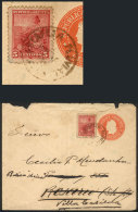 5c. Stationery Envelope Uprated With 5c. Liberty, Cancelled "ESTAFETA FLUVIAL", Sent First To Rosario And Then... - Andere & Zonder Classificatie