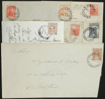 6 Covers Or Postcards Used Between 1905 And 1952 With Postmarks Of Interesting Towns: San Isidro, Vieytes, Oficina... - Other & Unclassified