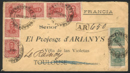 Cover With AR Sent To France On 17/FE/1910 Franked With 36c.: 3c. Pair + 5c. X6 San Martín In Oval, With... - Other & Unclassified