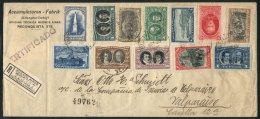 Registered Cover Sent To Chile On 28/MAY/1910, Franked With The First 12 Values Of The Centenary Issue (up To 1P.),... - Other & Unclassified